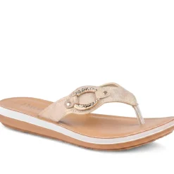 Diamante Trim Toe Post Mule Sand - Bronze