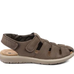 Dual Adjustable Fasten Leather Sandals - Brown