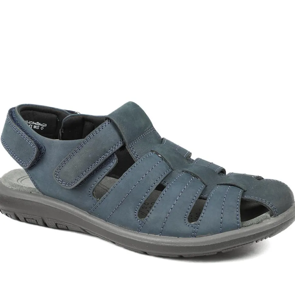 Dual Adjustable Fasten Leather Sandals - Denim