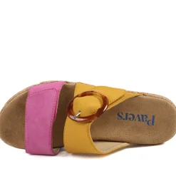 Dual Adjustable Fasten Mule Sandals - Mustard-Pink