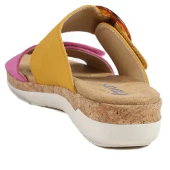 Dual Adjustable Fasten Mule Sandals - Mustard-Pink