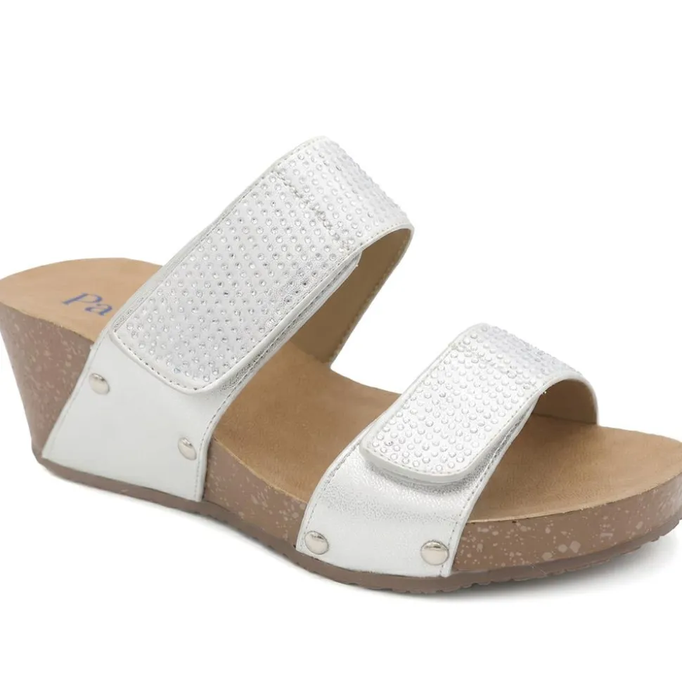 Dual Adjustable Fasten Wedge Sandals - Metallic