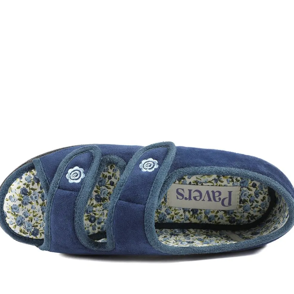 Dual Adjustable Fit Memory Foam Slippers - Navy
