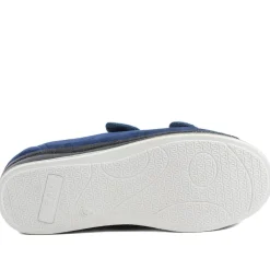 Dual Adjustable Fit Memory Foam Slippers - Navy