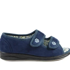 Dual Adjustable Fit Memory Foam Slippers - Navy