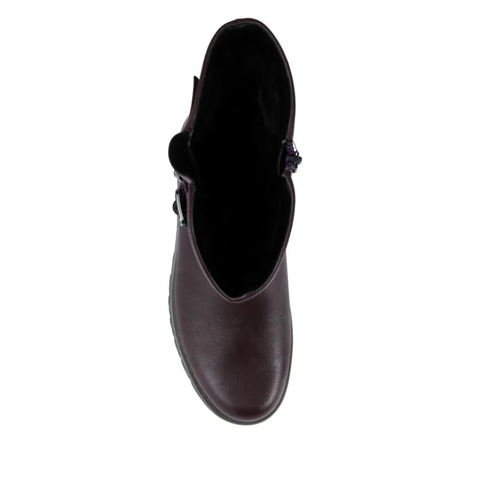 Dual Buckle Calf Length Boots - Purple
