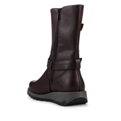 Dual Buckle Calf Length Boots - Purple