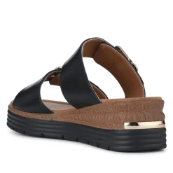 Dual-Buckled Mule Sandals - Black