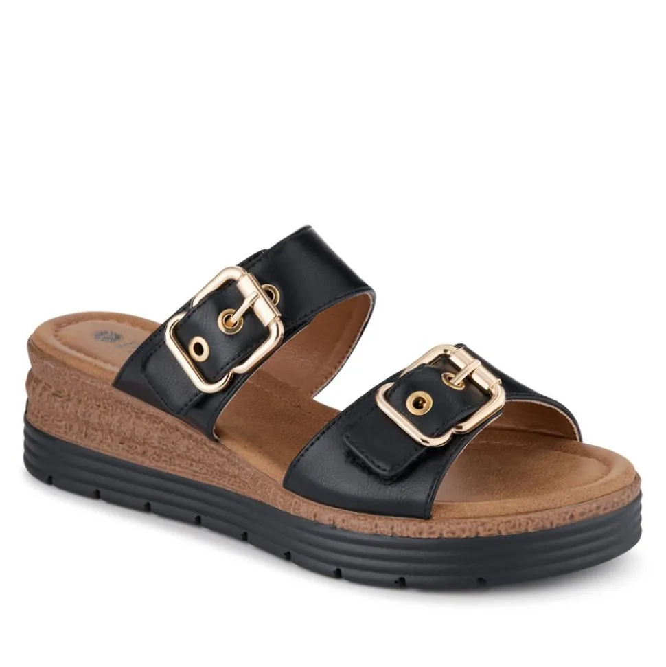 Dual-Buckled Mule Sandals - Black