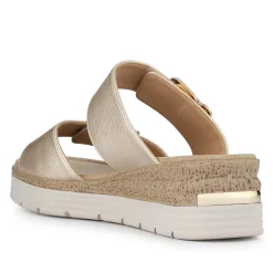 Dual-Buckled Mule Sandals - Gold