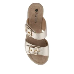 Dual-Buckled Mule Sandals - Gold