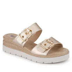 Dual-Buckled Mule Sandals - Gold
