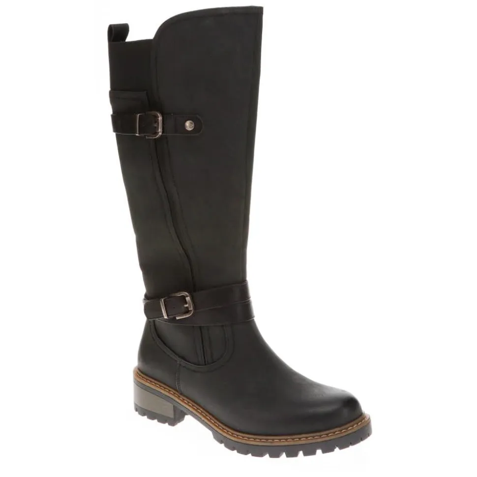 Dual-Buckle Long Boots - Black