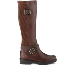 Dual-Buckle Long Boots - Brown