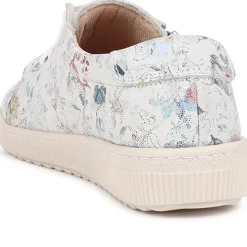 Dual Fastening Leather Trainers - White Floral