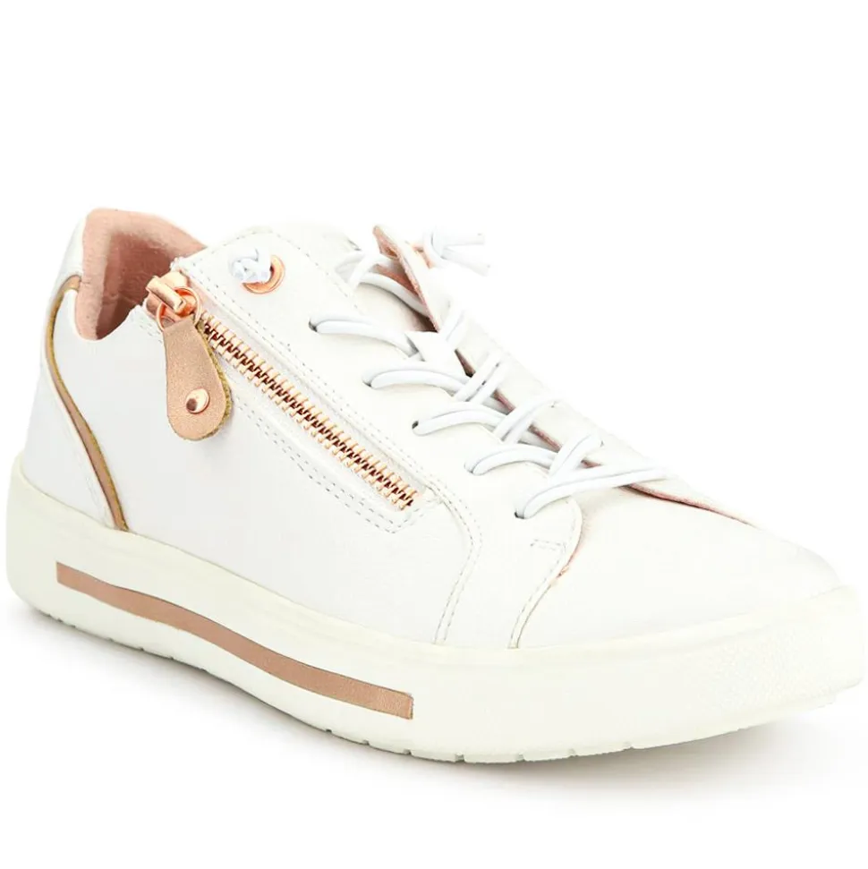 Dual-Fastening Trainers - White-Gold