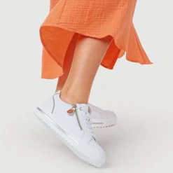 Dual-Fasten Platform Trainers - White