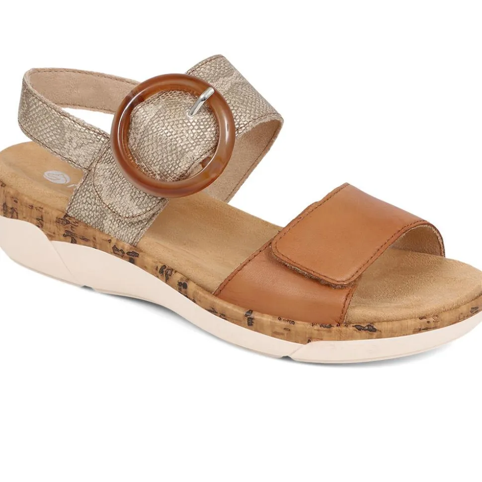 Dual-Fitting Two-Tone Sandals - Tan Multi