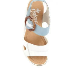 Dual-Fitting Wedge Sandals - White-Blue