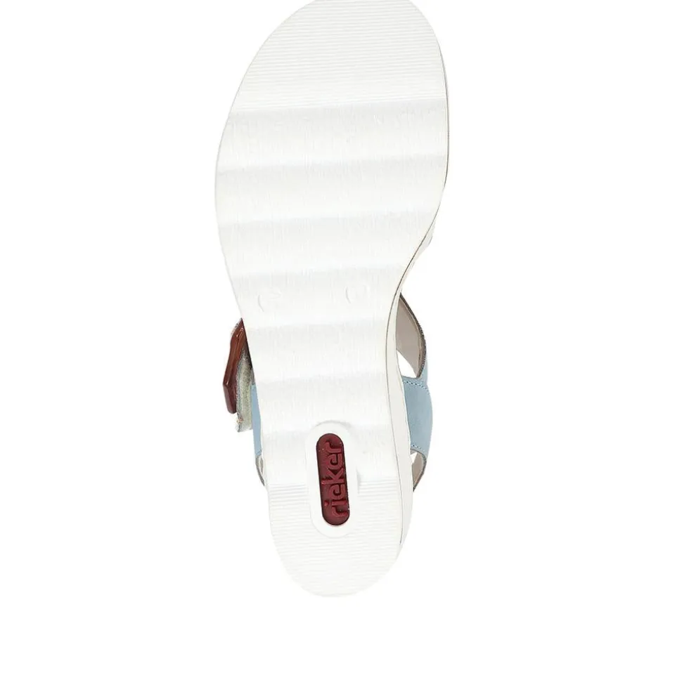 Dual-Fitting Wedge Sandals - White-Blue