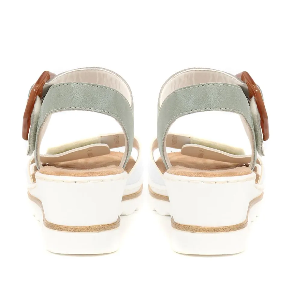 Dual-Fitting Wedge Sandals - White-Green