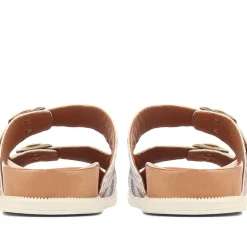 Dual Strap Slider Sandals - Metallic