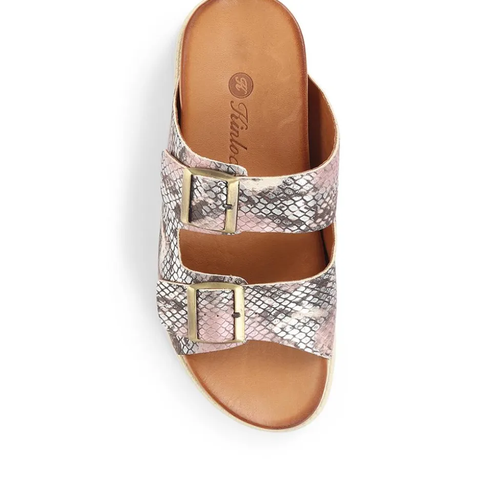 Dual Strap Slider Sandals - Metallic
