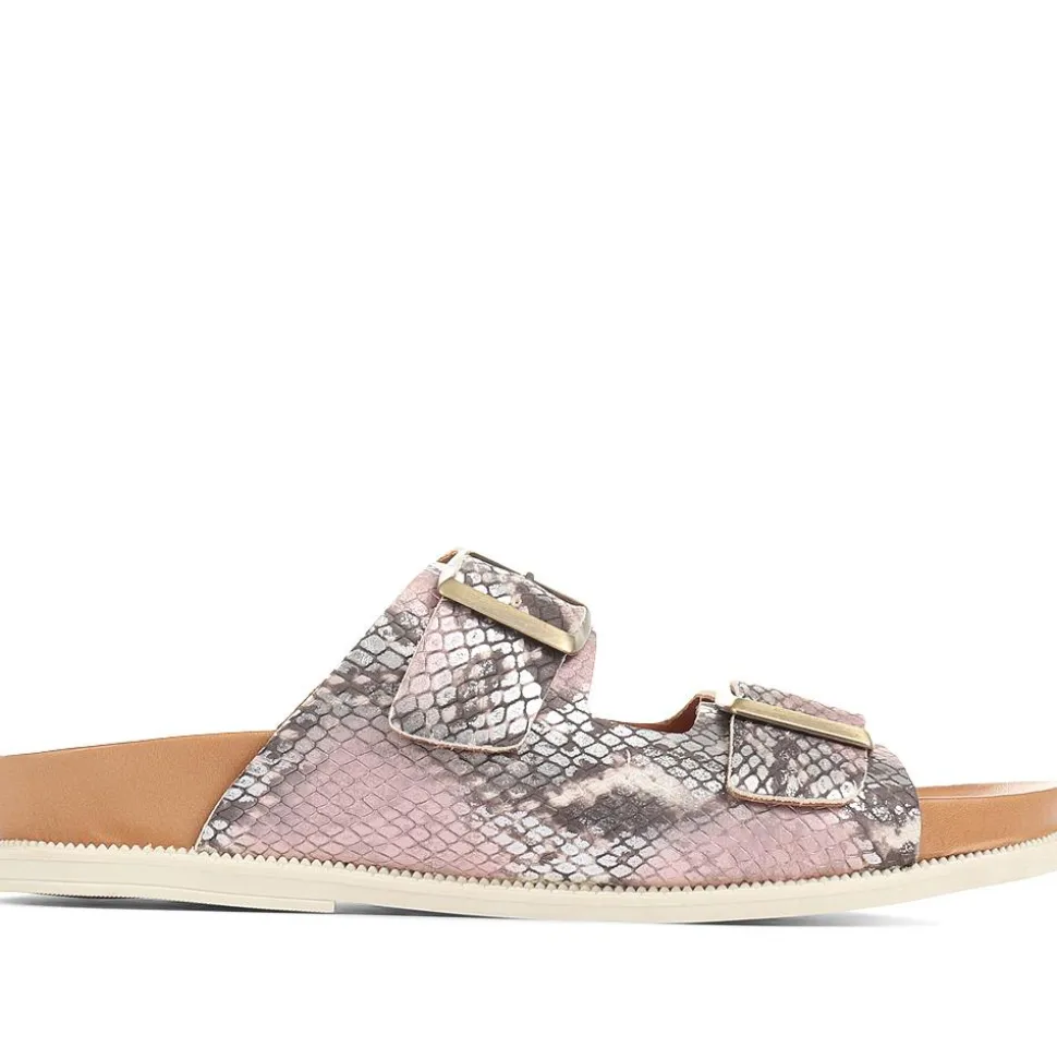 Dual Strap Slider Sandals - Metallic