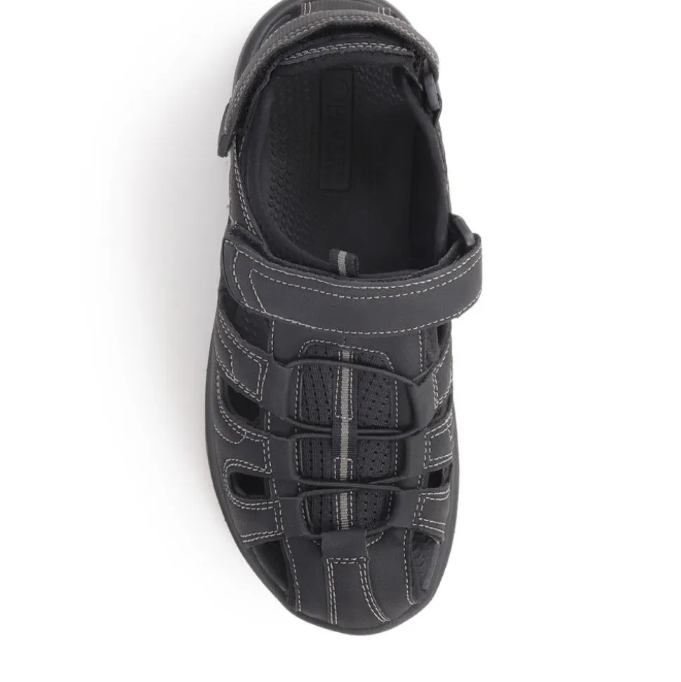Dual Touch-Fastening Sandals - Black