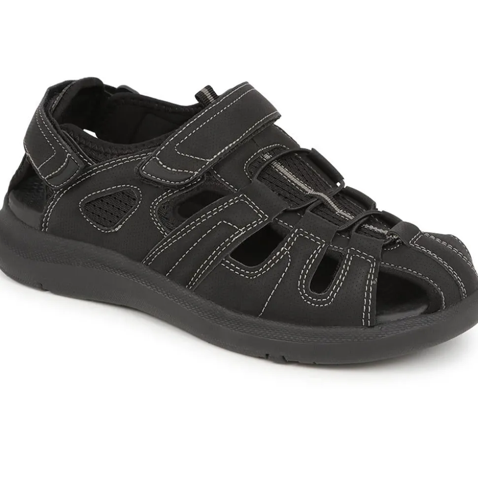 Dual Touch-Fastening Sandals - Black