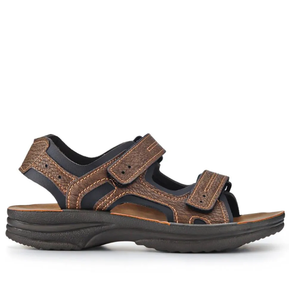 Dual Touch-Fastening Sandals - Brown