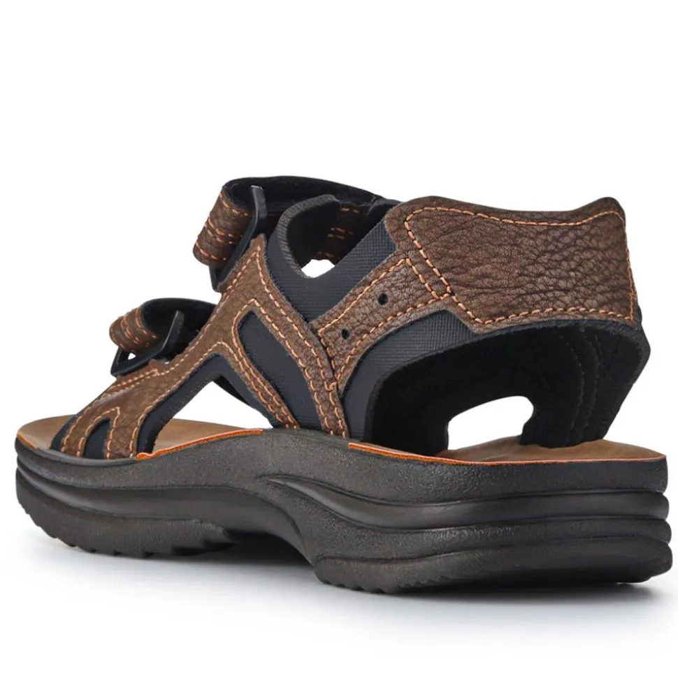 Dual Touch-Fastening Sandals - Brown