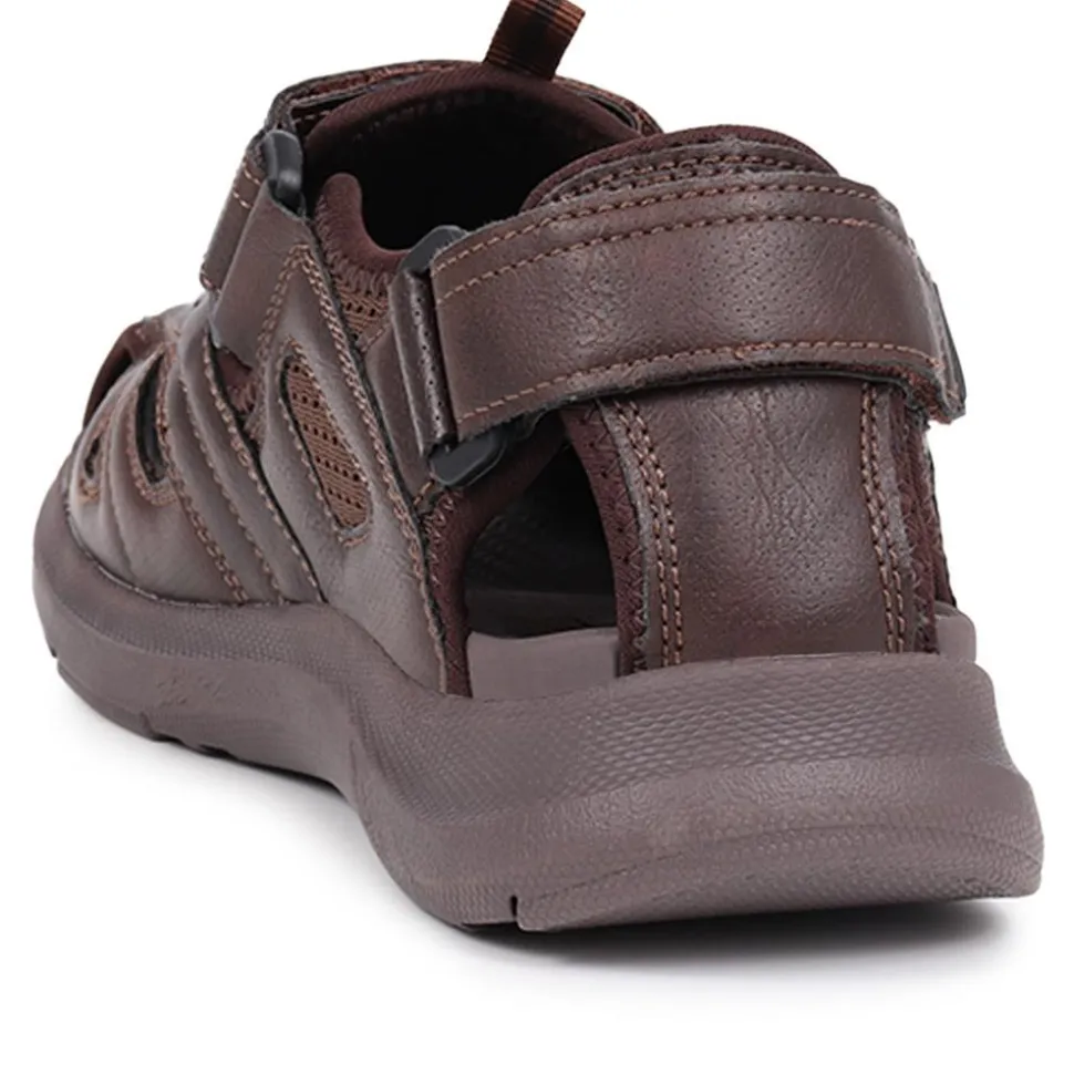 Dual Touch-Fastening Sandals - Dark Brown