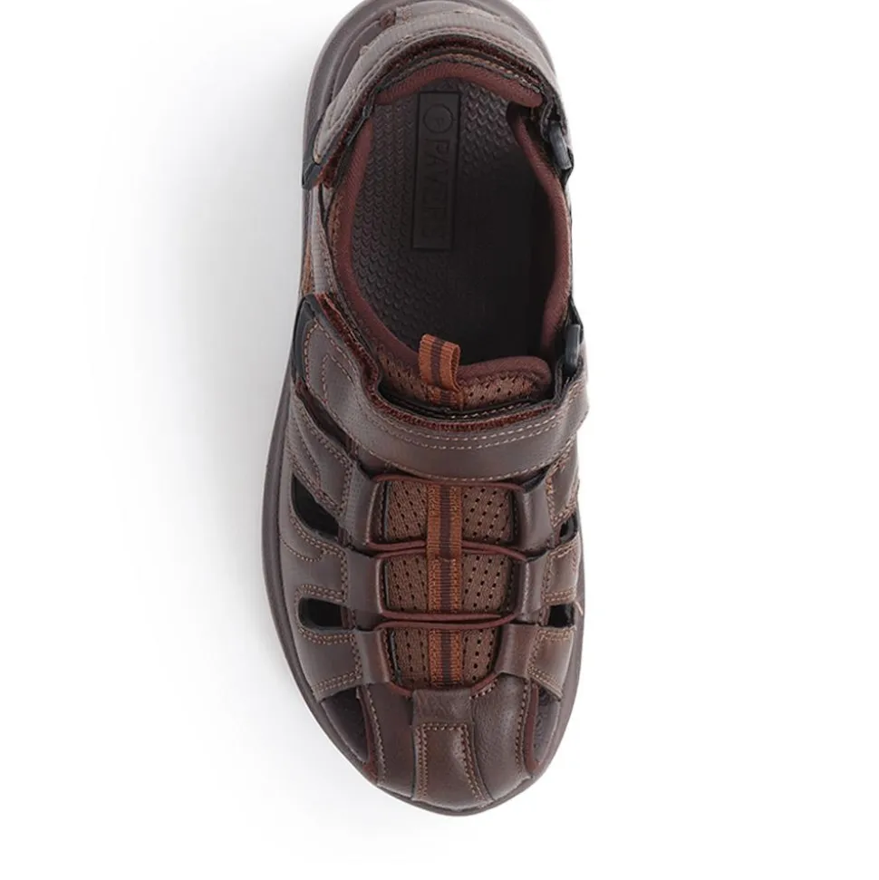 Dual Touch-Fastening Sandals - Dark Brown