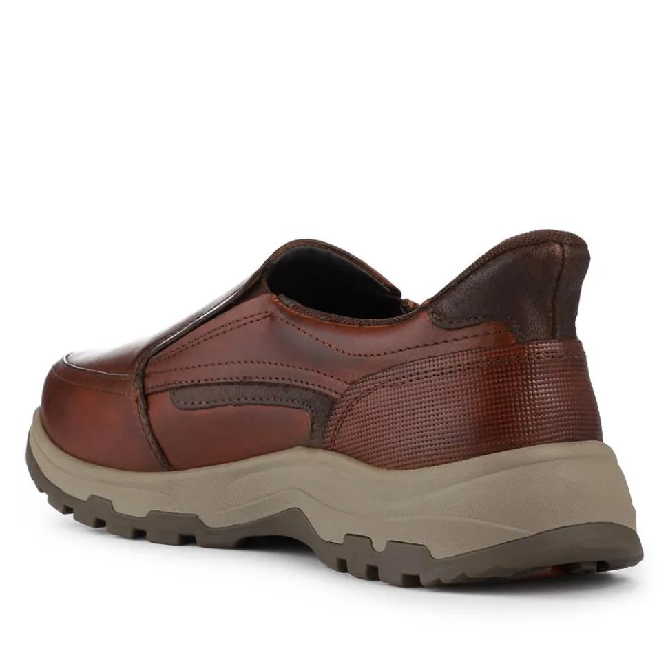 Easty Step In Extra Wide Laceless Shoes - Cognac