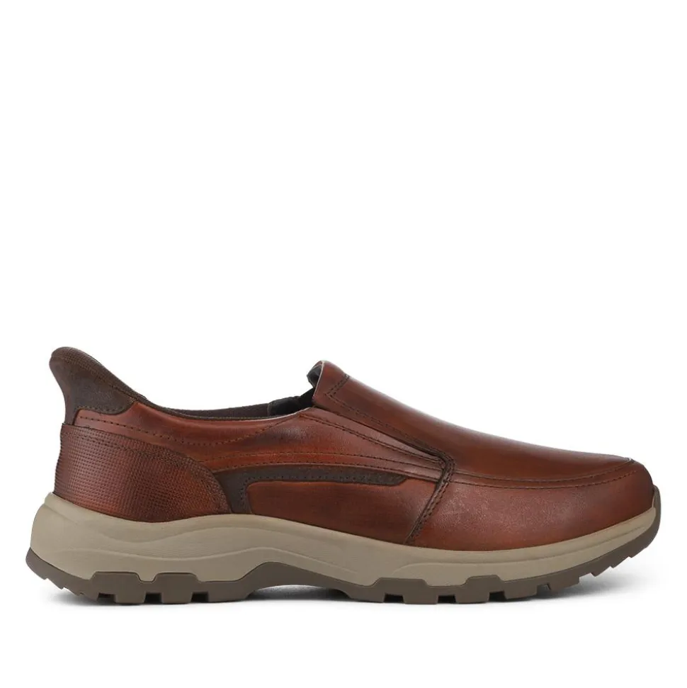 Easty Step In Extra Wide Laceless Shoes - Cognac