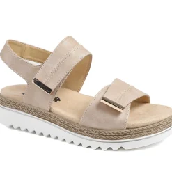 EasyFit Catena Extra Wide Touch Fasten Sandals - Beige