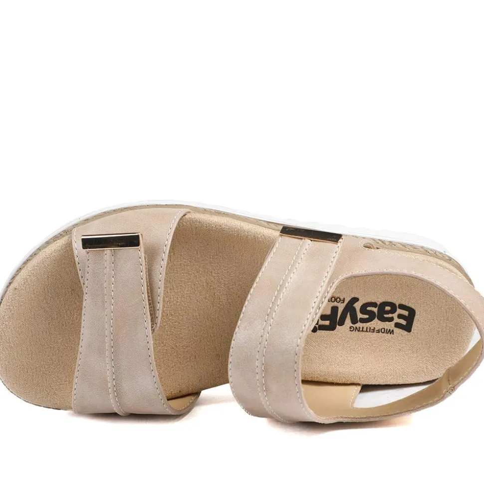 EasyFit Catena Extra Wide Touch Fasten Sandals - Beige