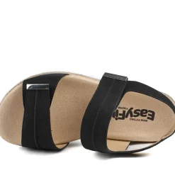 EasyFit Catena Extra Wide Touch Fasten Sandals - Black