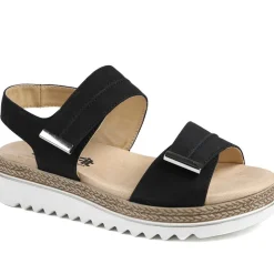 EasyFit Catena Extra Wide Touch Fasten Sandals - Black