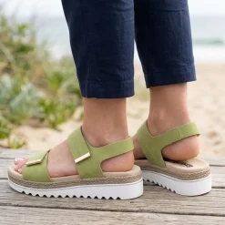 EasyFit Catena Extra Wide Touch Fasten Sandals - Green