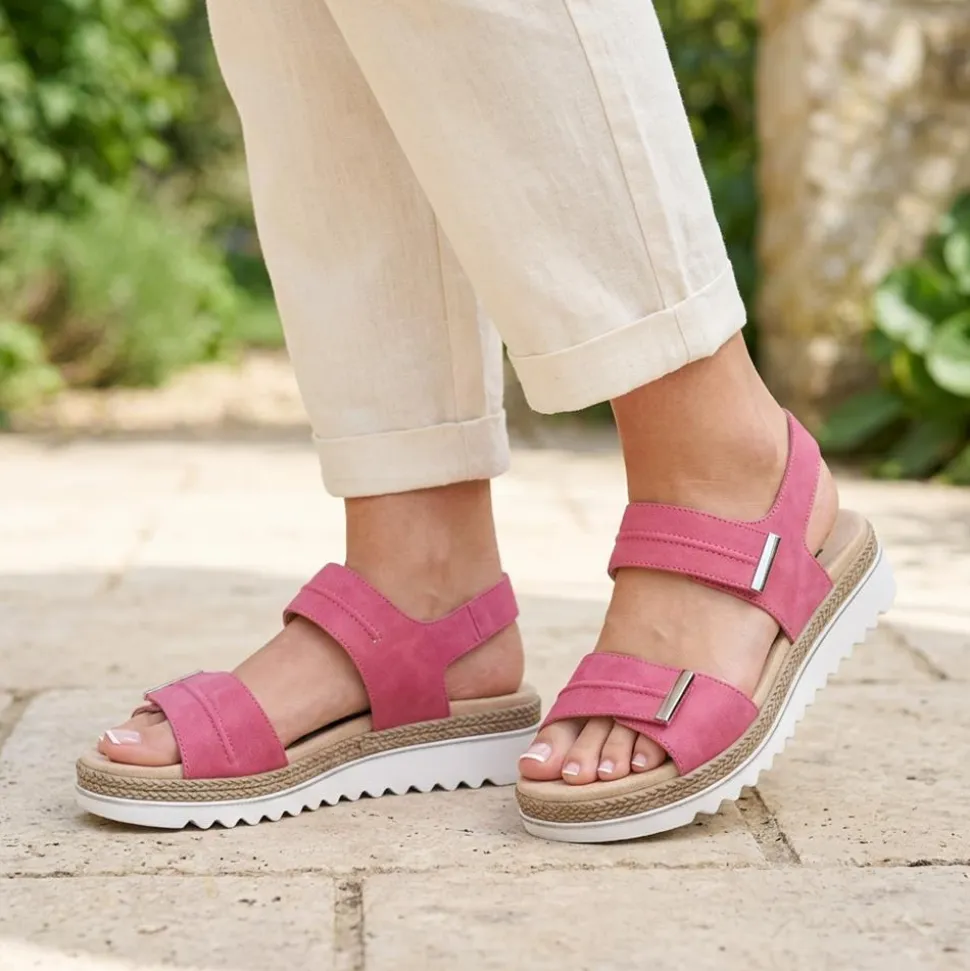 EasyFit Catena Extra Wide Touch Fasten Sandals - Pink