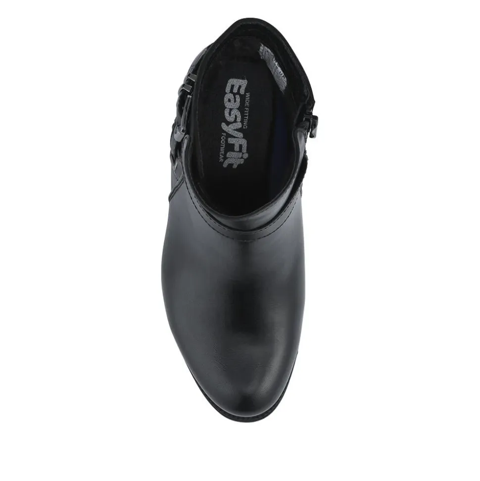 EasyFit Extra-Wide Buckled Ankle Boots - Black