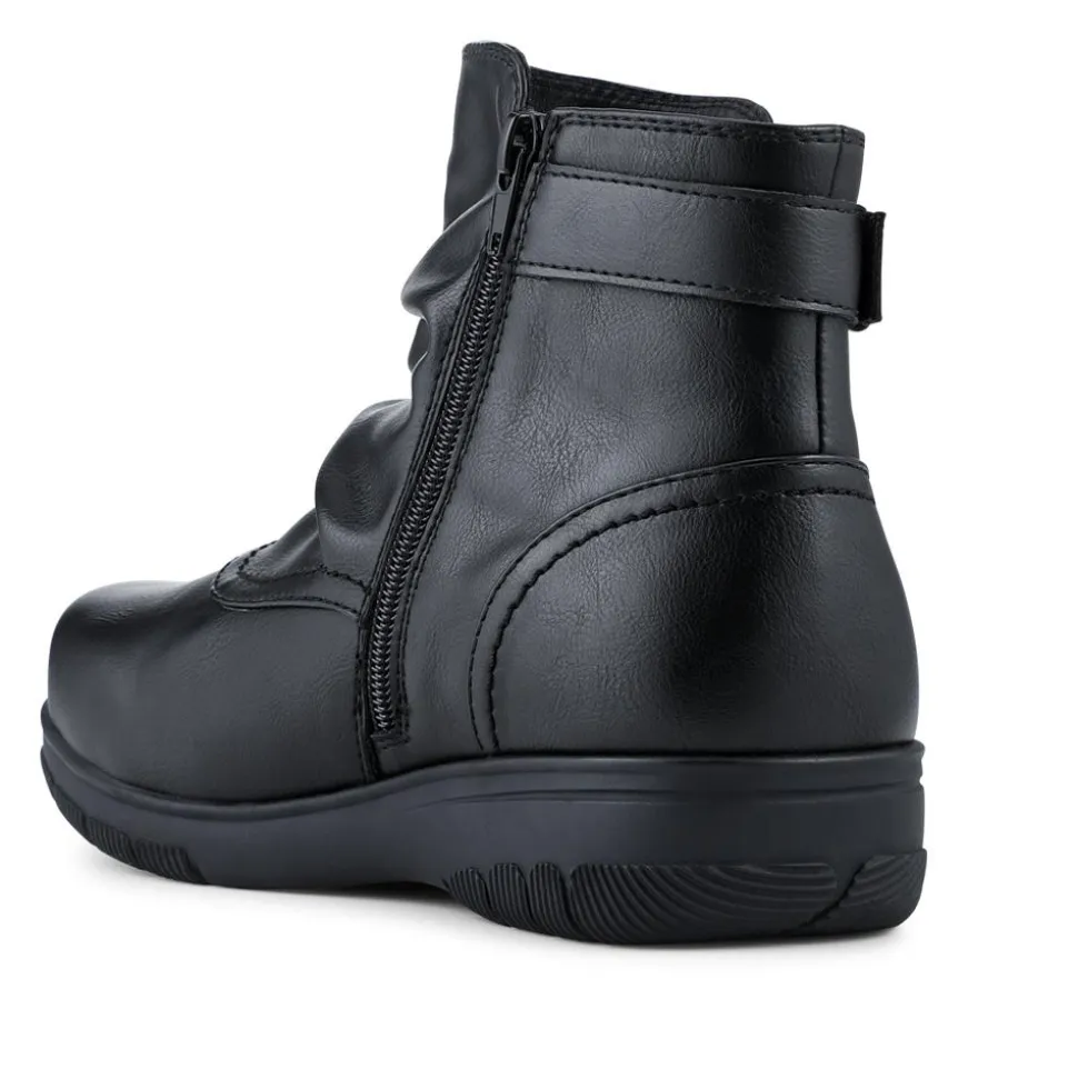 EasyFit Extra Wide Buckled Ankle Boots - Black