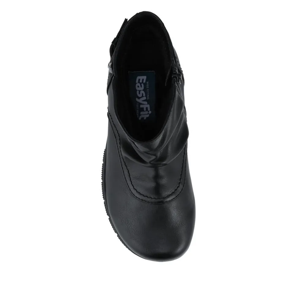 EasyFit Extra Wide Buckled Ankle Boots - Black