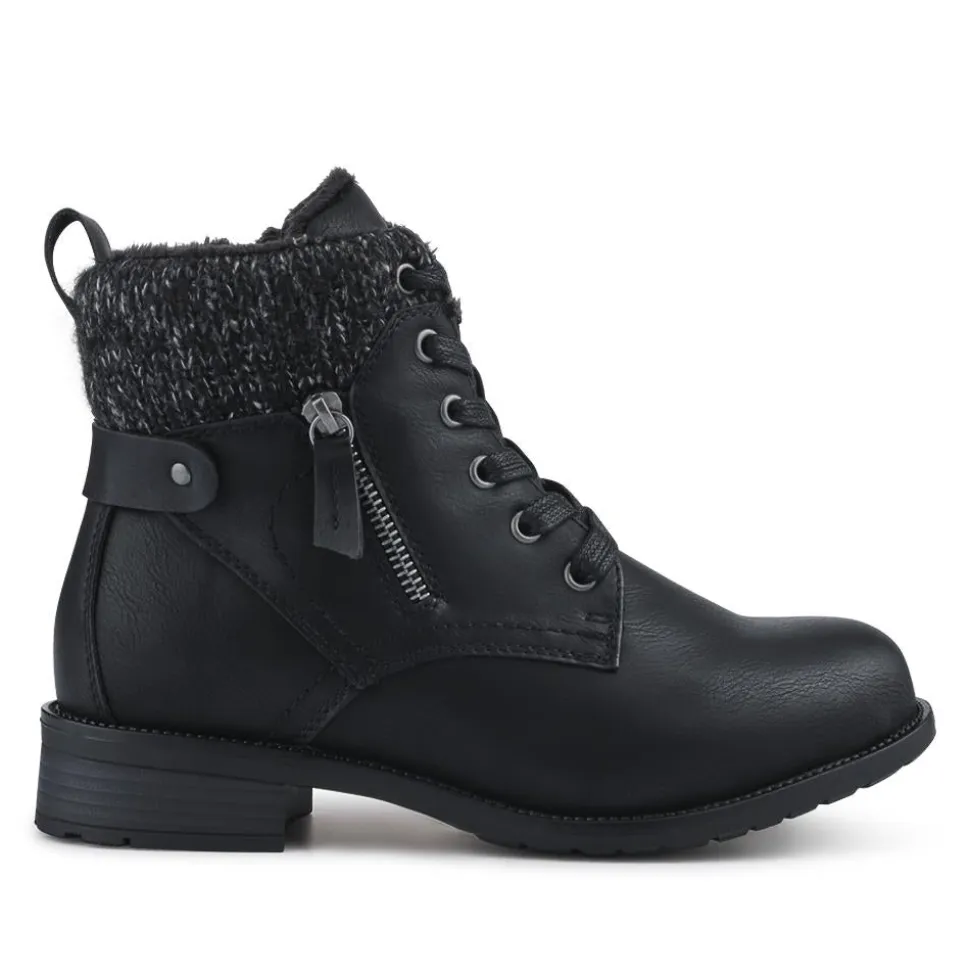 EasyFit Extra-Wide Knitted-Cuff Ankle Boots - Black