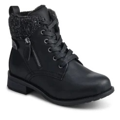 EasyFit Extra-Wide Knitted-Cuff Ankle Boots - Black
