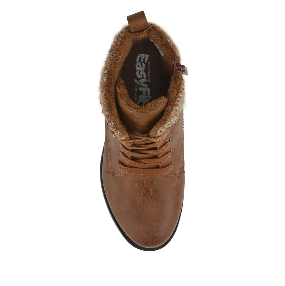 EasyFit Extra-Wide Knitted-Cuff Ankle Boots - Tan