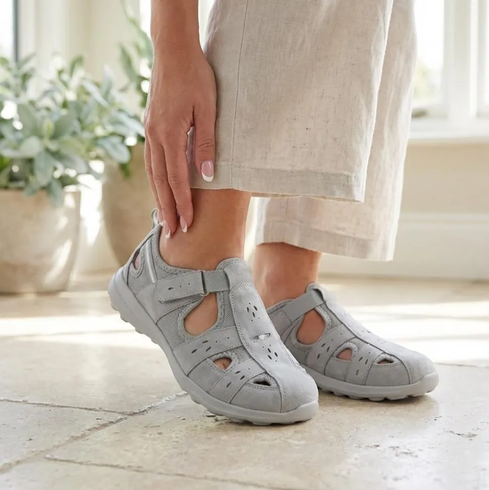 Easyfit Extra Wide Leather Monk Shoes - Grey