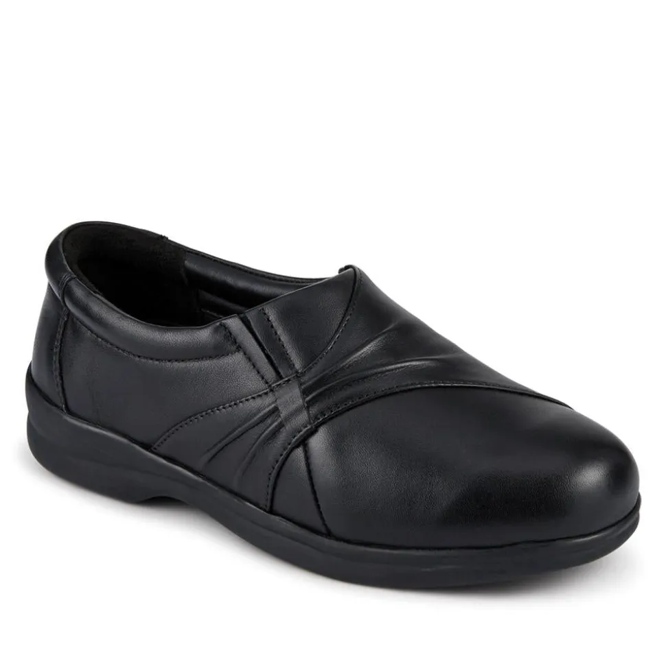 EasyFit Extra Wide Leather Slip-On Shoes - Black